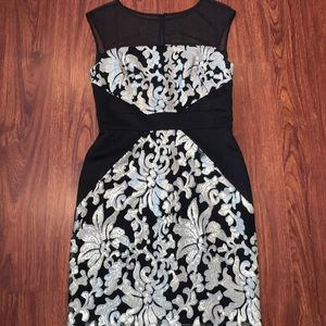 Studio One | Black and Gold | Beaded knee length dress